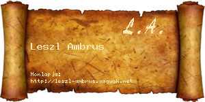 Leszl Ambrus névjegykártya